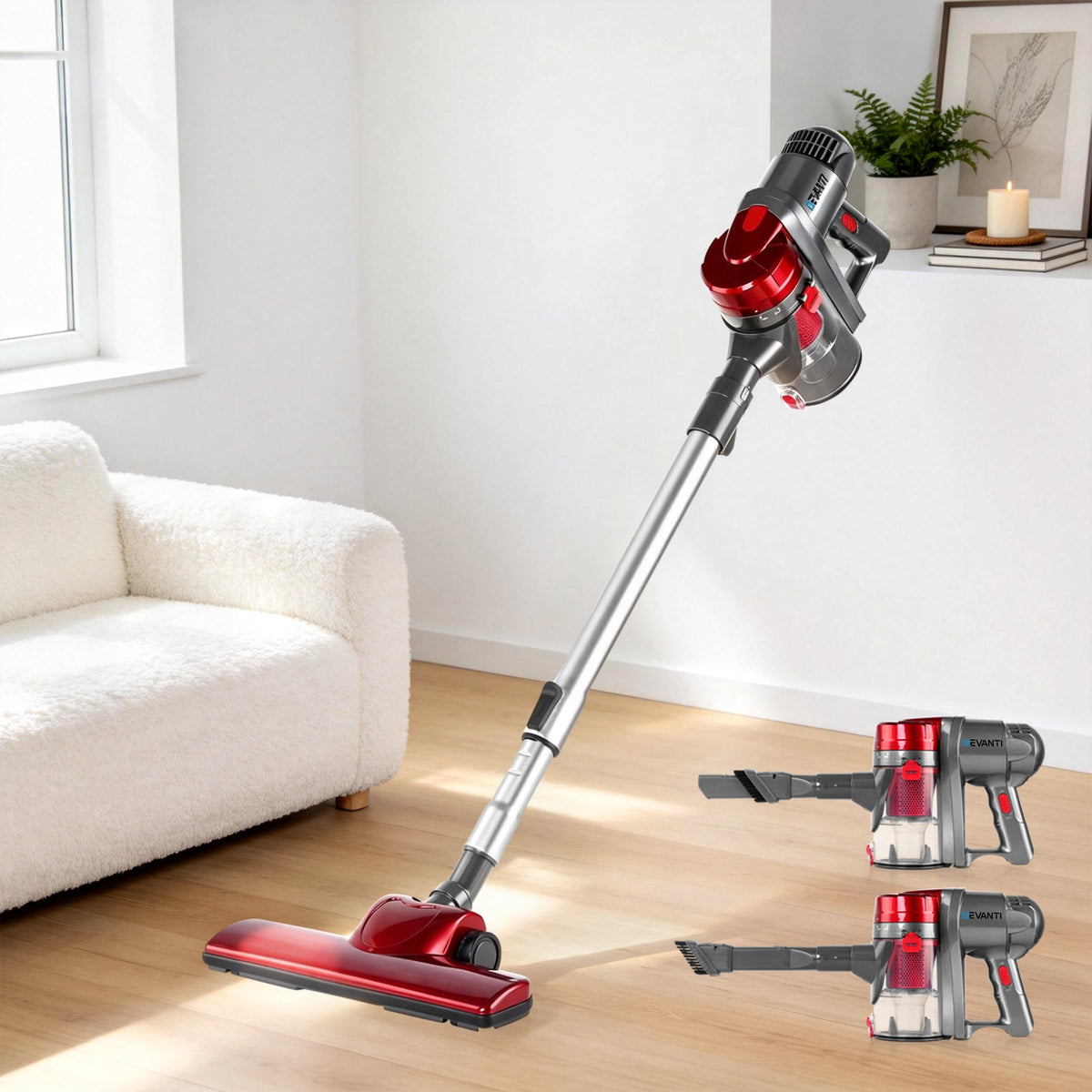 Devanti Stick Vacuum Cleaner Handheld Corded 450W Red - SportZone.co.nz