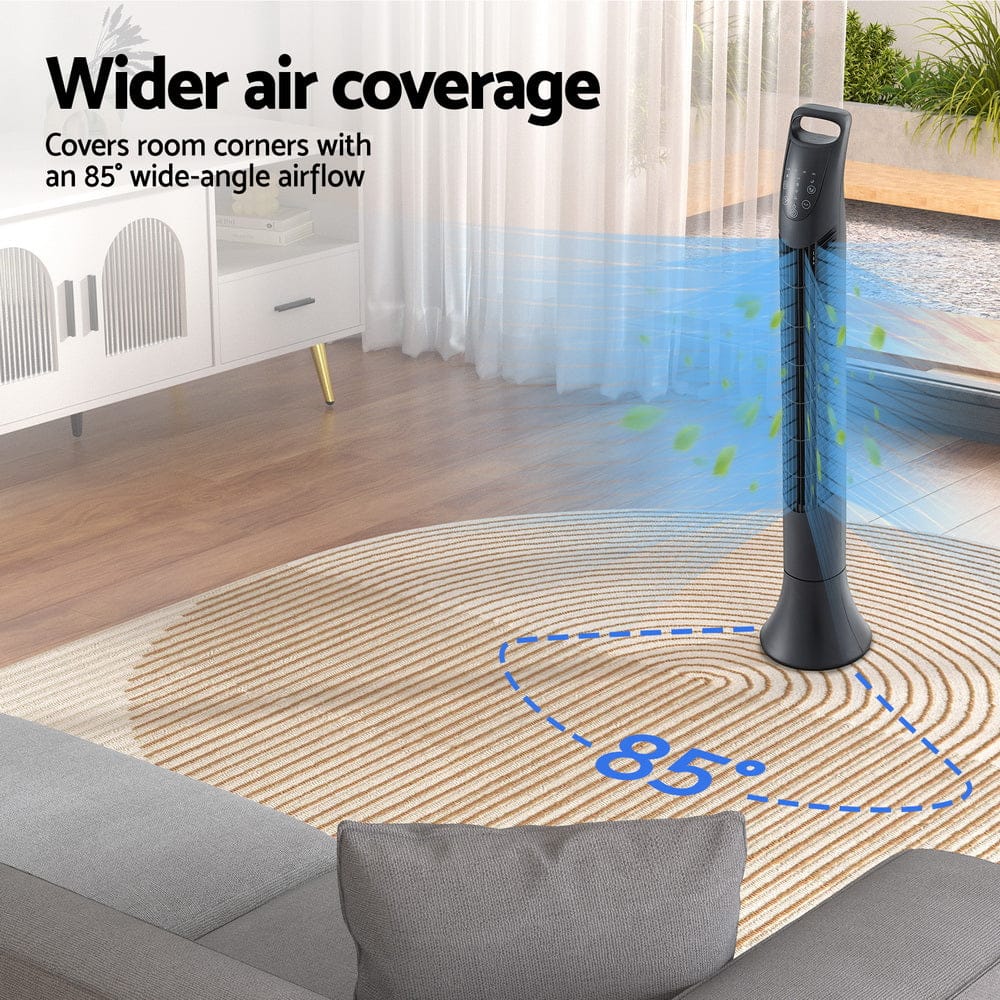 Devanti Tower Fan Oscillating 3 Speeds with Remote 91cm - SportZone.co.nz