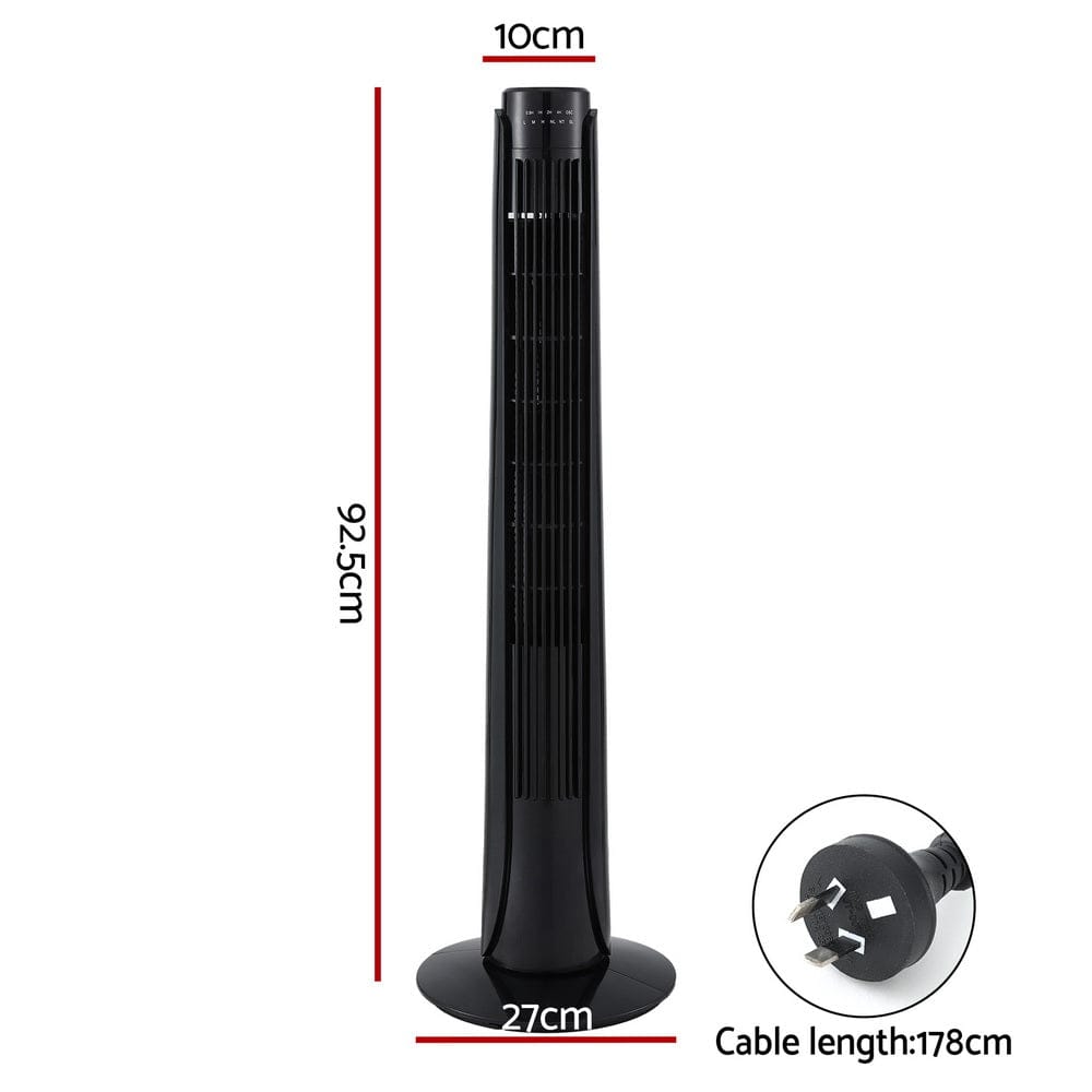 Devanti Tower Fan Oscillating 3 Speeds with Remote 93cm - SportZone.co.nz
