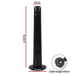 Devanti Tower Fan Oscillating 3 Speeds with Remote 93cm - SportZone.co.nz