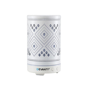 Devanti Ultrasonic Aroma Diffuser Aromatherapy 100ml LED Lights Iron Humidifier Forest - SportZone.co.nz
