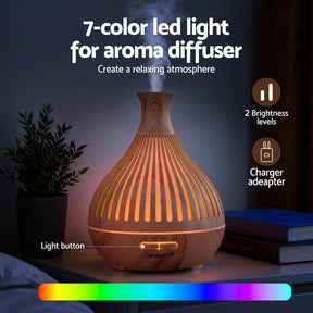 Devanti Ultrasonic Aroma Diffuser Aromatherapy 400ml LED Lights Iron Humidifier Forest Light wood grain - SportZone.co.nz