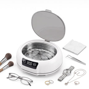 Devanti Ultrasonic Cleaner 700mL 48kHz Jewellery Cleaning Machine with Stainless Steel Tank White - SportZone.co.nz