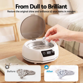 Devanti Ultrasonic Cleaner 700mL 48kHz Jewellery Cleaning Machine with Stainless Steel Tank White - SportZone.co.nz