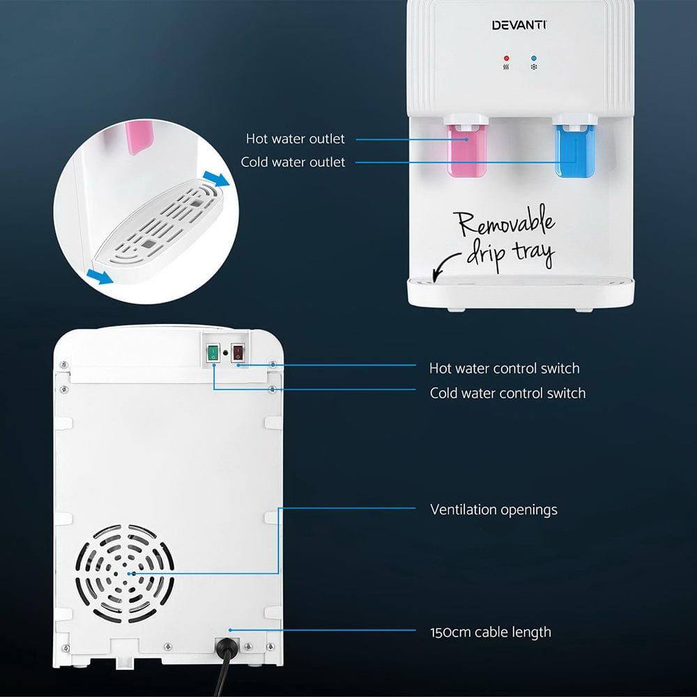 Devanti Water Cooler Dispenser Bench Top White - SportZone.co.nz