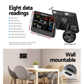 Devanti Wireless WiFi Professional Weather Station Solar Sensor LCD UV Light - SportZone.co.nz