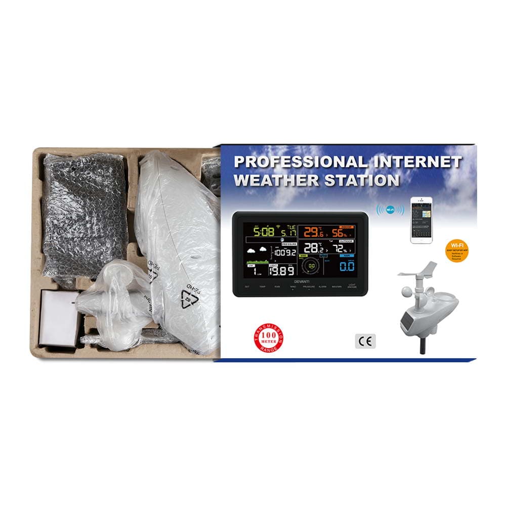 Devanti Wireless WiFi Professional Weather Station Solar Sensor LCD UV Light - SportZone.co.nz