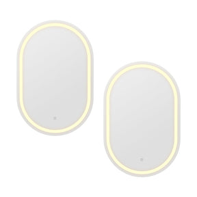 Embellir 2 LED Wall Mirror With Light 50X75CM Bathroom Decor Oval Mirrors Vanity - SportZone.co.nz