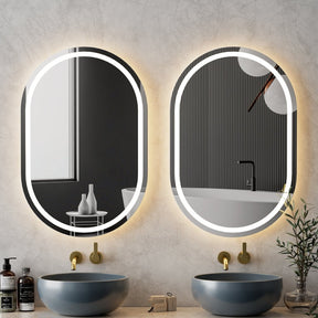 Embellir 2 LED Wall Mirror With Light 50X75CM Bathroom Decor Oval Mirrors Vanity - SportZone.co.nz