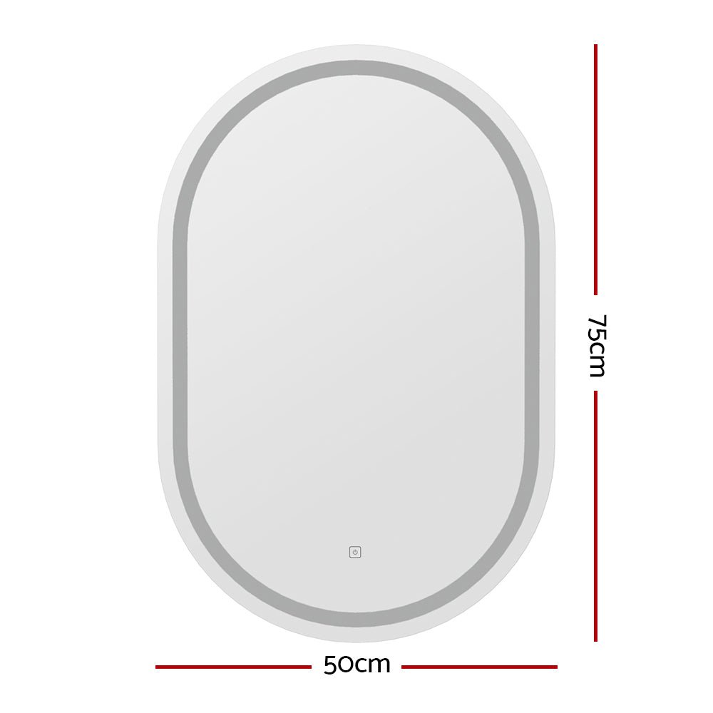 Embellir 2 LED Wall Mirror With Light 50X75CM Bathroom Decor Oval Mirrors Vanity - SportZone.co.nz