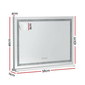 Embellir Bluetooth Makeup Mirror 58x46cm Hollywood Vanity with LED Light Crystal - SportZone.co.nz
