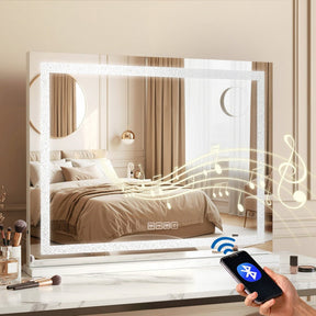 Embellir Bluetooth Makeup Mirror 58x46cm Hollywood Vanity with LED Light Crystal - SportZone.co.nz