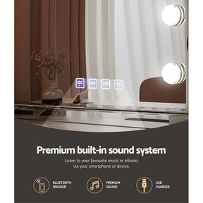 Embellir Bluetooth Makeup Mirror 58x46cm Hollywood Vanity with LED Light Wall - SportZone.co.nz