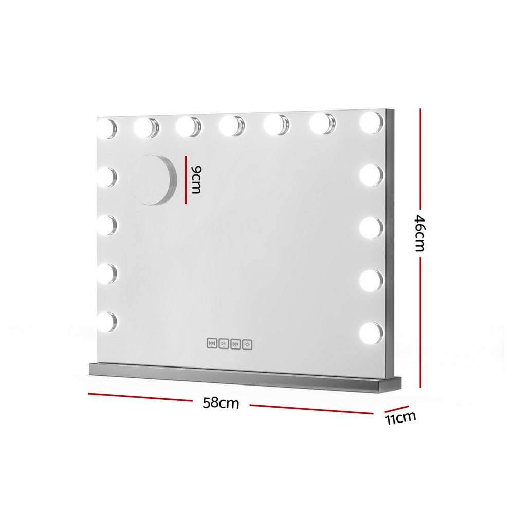 Embellir Bluetooth Makeup Mirror 58x46cm Hollywood Vanity with LED Light Wall - SportZone.co.nz