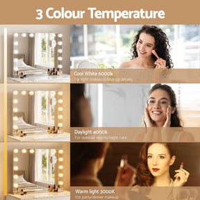 Embellir Bluetooth Makeup Mirror 58x46cm Hollywood Vanity with LED Light Wall - SportZone.co.nz