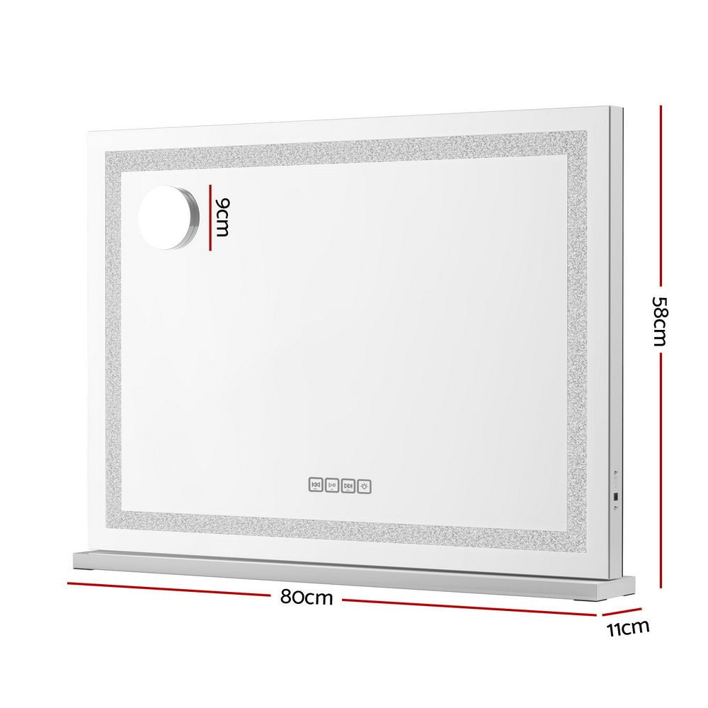 Embellir Bluetooth Makeup Mirror 80x58cm Hollywood Vanity with LED Light Crystal - SportZone.co.nz