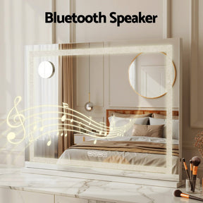 Embellir Bluetooth Makeup Mirror 80x58cm Hollywood Vanity with LED Light Crystal - SportZone.co.nz