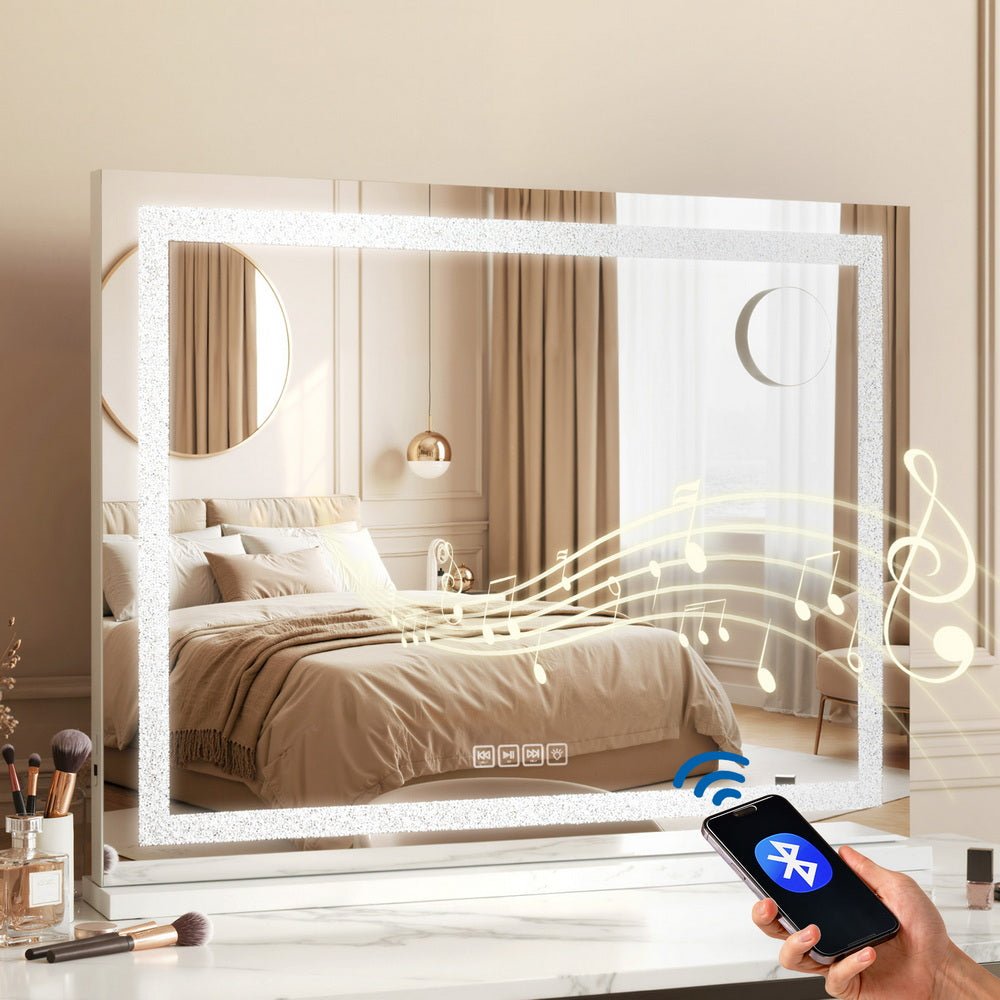 Embellir Bluetooth Makeup Mirror 80x58cm Hollywood Vanity with LED Light Crystal - SportZone.co.nz