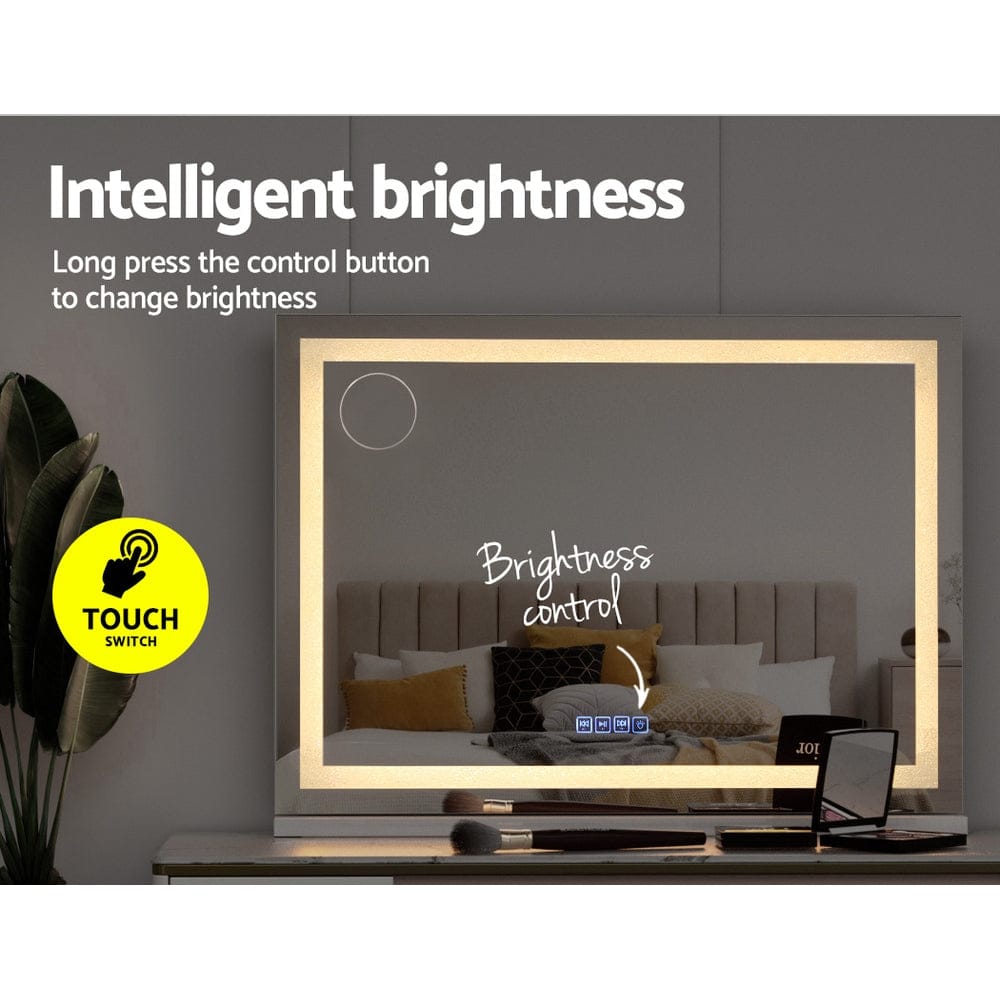 Embellir Bluetooth Makeup Mirror 80x58cm Hollywood Vanity with LED Light Crystal - SportZone.co.nz