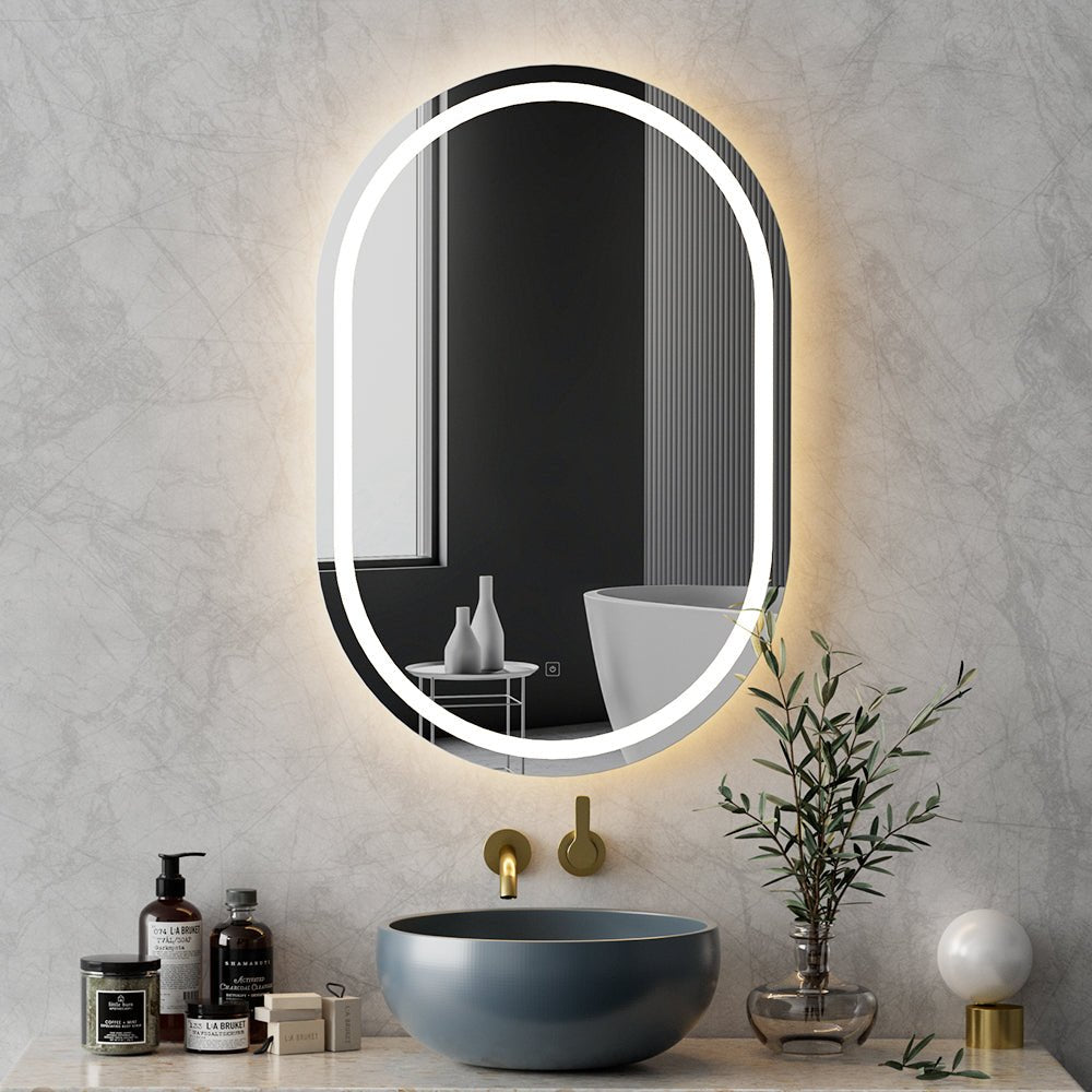 Embellir LED Wall Mirror With Light 50X75CM Bathroom Decor Oval Mirrors Vanity - SportZone.co.nz