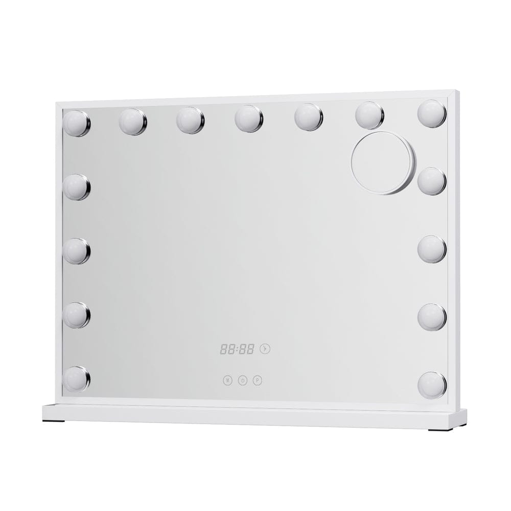 Embellir Makeup Mirror 58x45cm Hollywood Vanity with LED Light Tabletop White - SportZone.co.nz