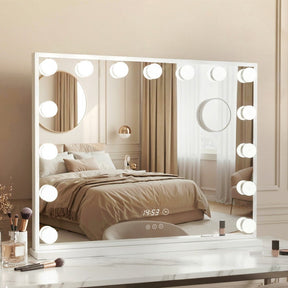Embellir Makeup Mirror 58x45cm Hollywood Vanity with LED Light Tabletop White - SportZone.co.nz