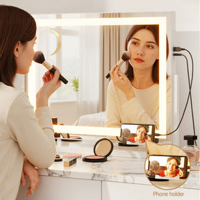 Embellir Makeup Mirror 58x46cm 360～ Rotatable Vanity Mirror with Lights Bright Light Strip Adjustable - SportZone.co.nz