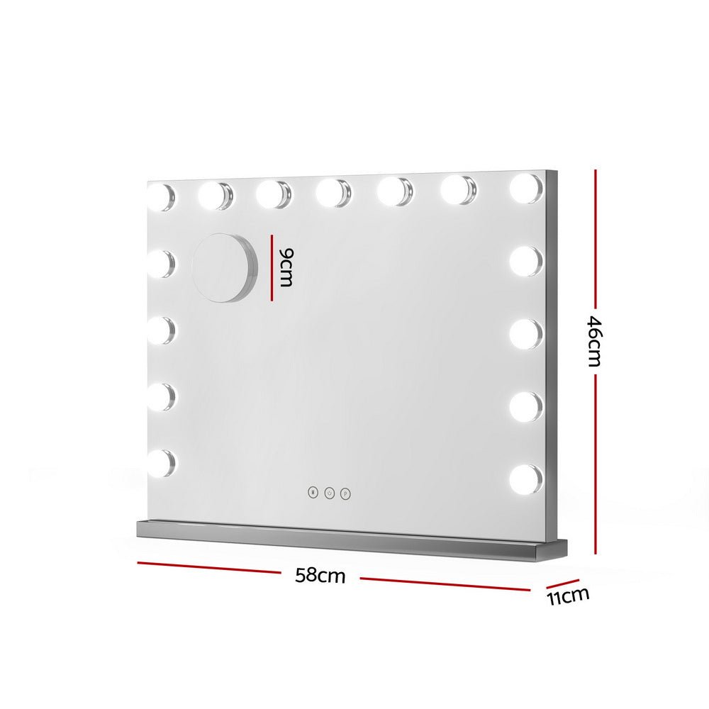 Embellir Makeup Mirror 58x46cm Hollywood Vanity with LED Light Tabletop Wall - SportZone.co.nz