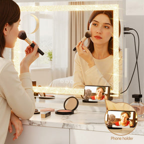 Embellir Makeup Mirror 60x50cm 360～ Rotatable Vanity Mirror with Lights Crystal LED - SportZone.co.nz