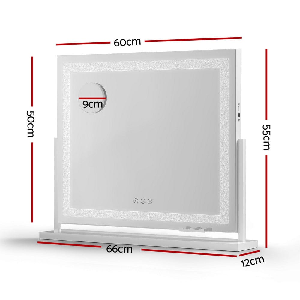 Embellir Makeup Mirror 60x50cm 360～ Rotatable Vanity Mirror with Lights Crystal LED - SportZone.co.nz