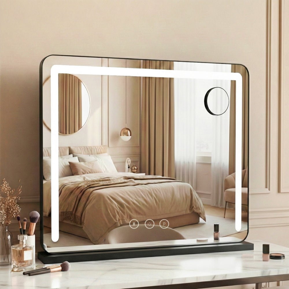 Embellir Makeup Mirror 60x50cm Hollywood Vanity with LED Light Tabletop Black - SportZone.co.nz