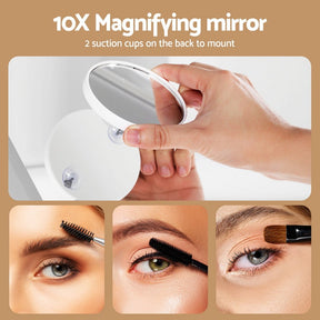 Embellir Makeup Mirror 60x50cm Hollywood Vanity with LED Light Tabletop Black - SportZone.co.nz