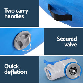 Everfit 1m Air Track Spot Inflatable Gymnastics Tumbling Mat Round Blue - SportZone.co.nz