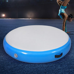 Everfit 1m Air Track Spot Inflatable Gymnastics Tumbling Mat Round Blue - SportZone.co.nz