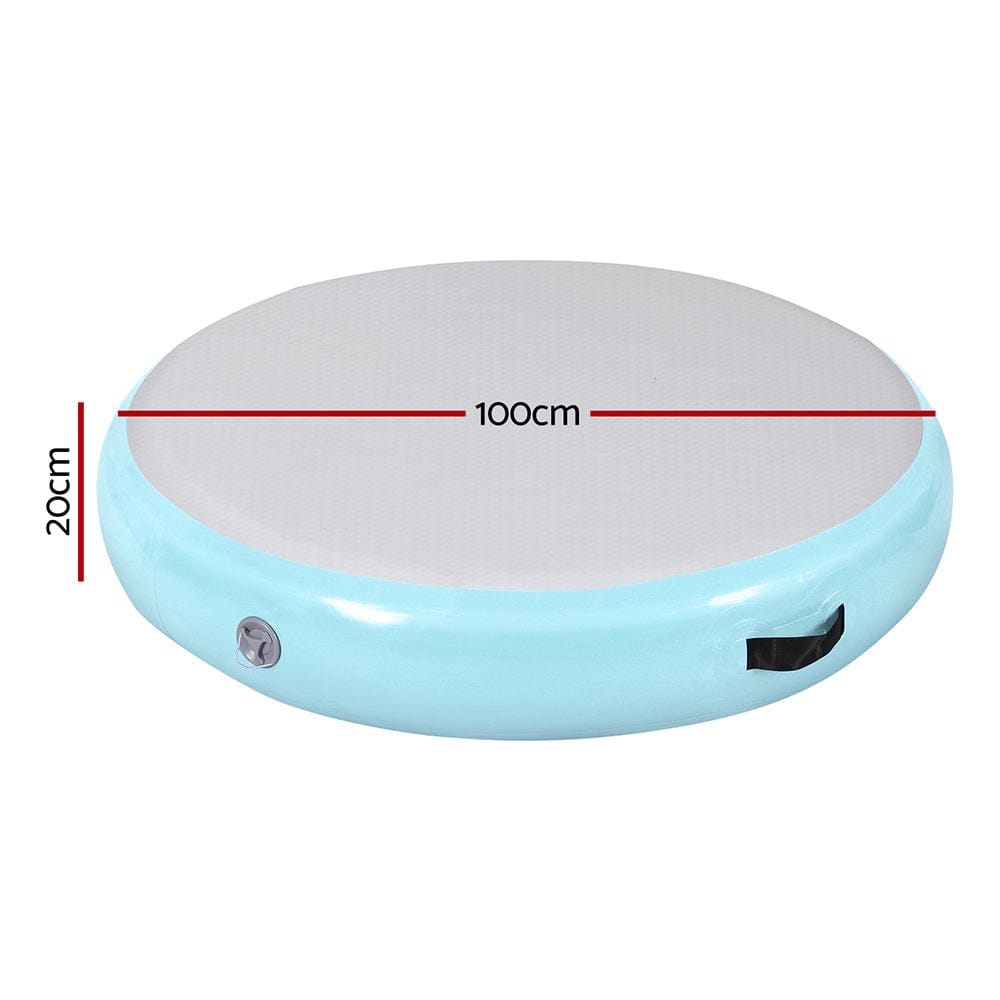 Everfit 1m Air Track Spot Inflatable Gymnastics Tumbling Mat Round Green - SportZone.co.nz