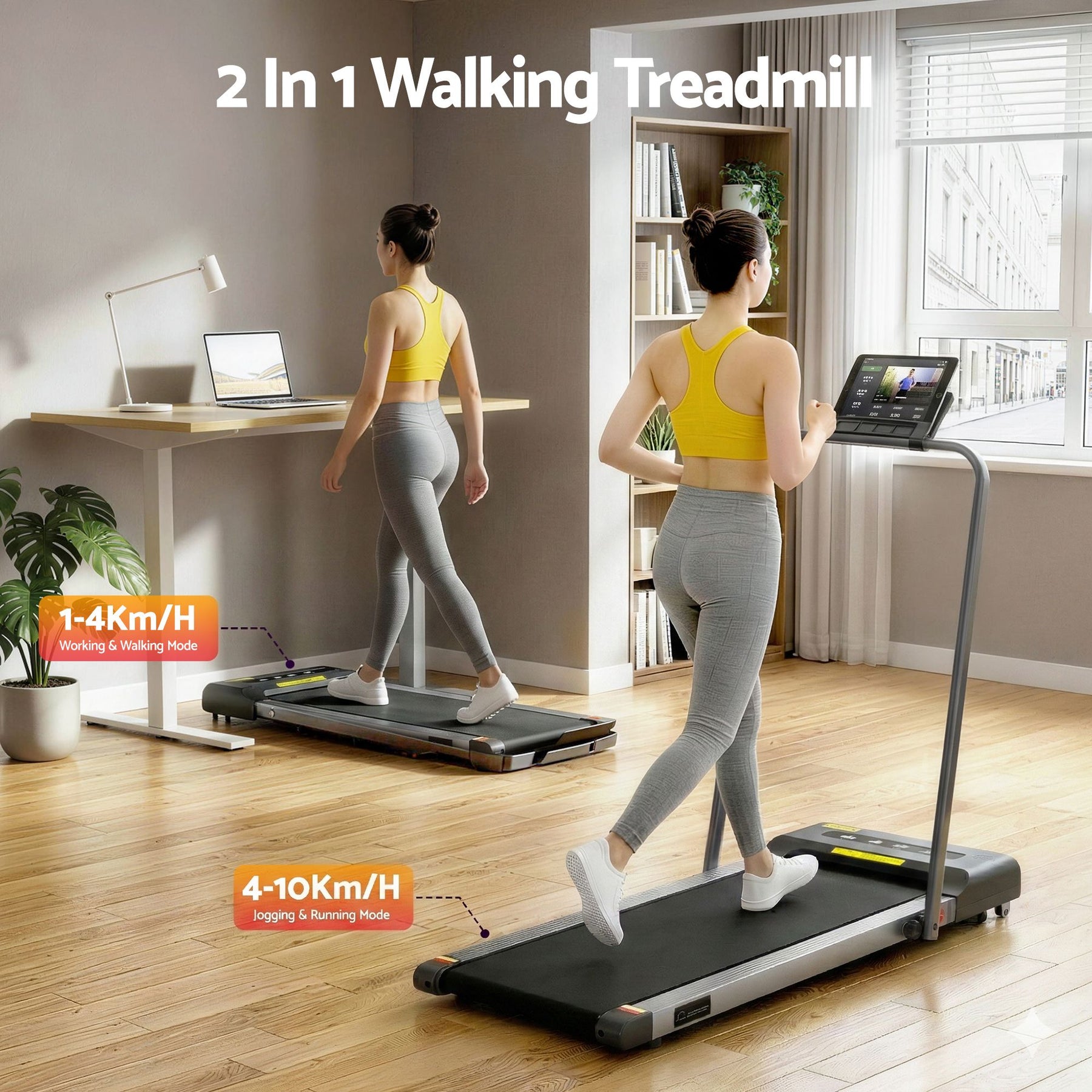 Everfit 2-in-1 Walking Pad Treadmill Under Desk Home Fitness Grey - SportZone.co.nz