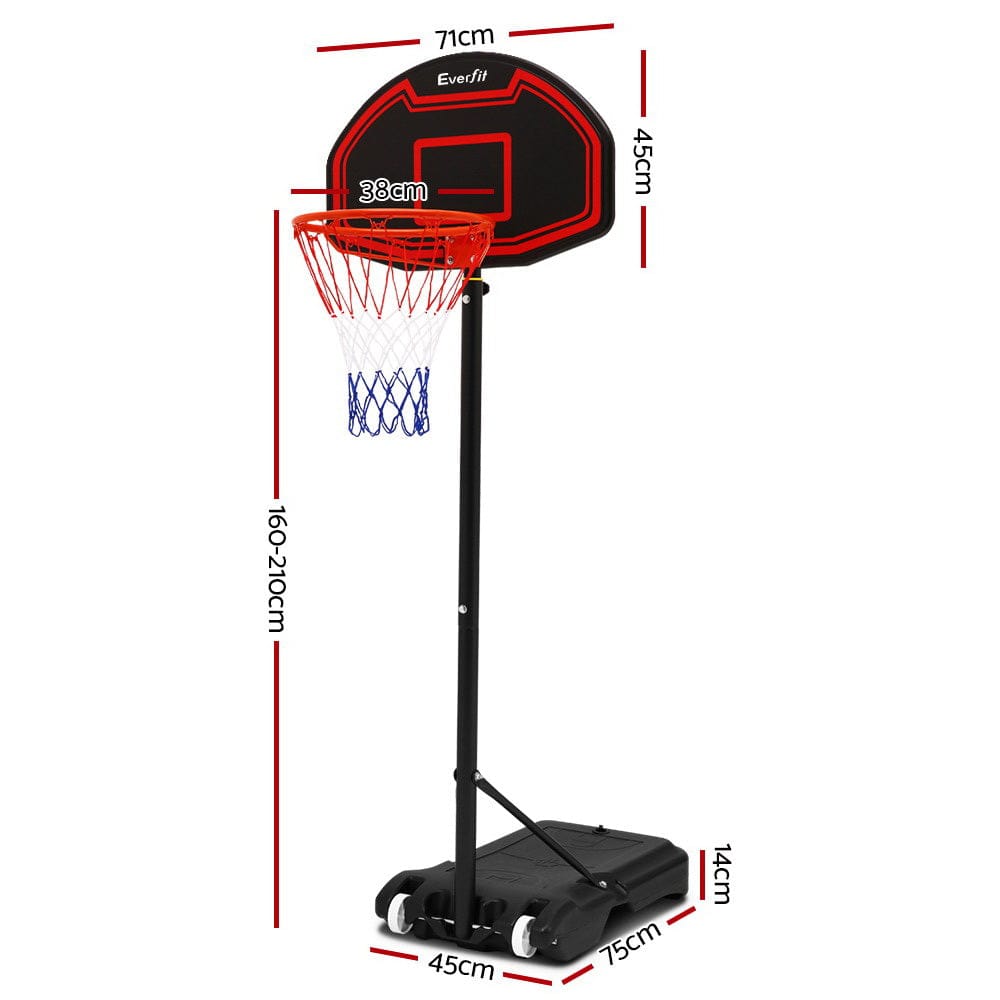 Everfit 2.1M Basketball Hoop Stand System Adjustable Portable Pro Kids Black - SportZone.co.nz