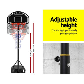 Everfit 2.1M Basketball Hoop Stand System Adjustable Portable Pro Kids Black - SportZone.co.nz