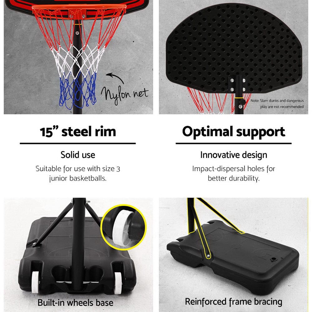 Everfit 2.1M Basketball Hoop Stand System Adjustable Portable Pro Kids Black - SportZone.co.nz