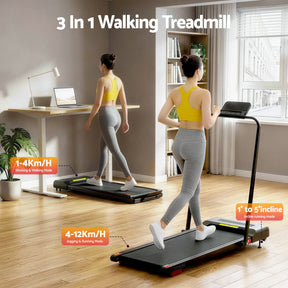 Everfit 3 in 1 Treadmill Electric Walking Pad Under Desk Office Home Gym Incline 380mm Black - SportZone.co.nz