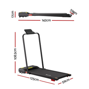 Everfit 3 in 1 Treadmill Electric Walking Pad Under Desk Office Home Gym Incline 380mm Black - SportZone.co.nz