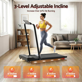 Everfit 3 in 1 Treadmill Electric Walking Pad Under Desk Office Home Gym Incline 380mm Black - SportZone.co.nz