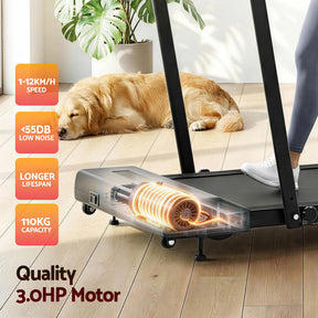 Everfit 3 in 1 Treadmill Electric Walking Pad Under Desk Office Home Gym Incline 380mm Black - SportZone.co.nz