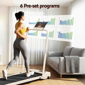 Everfit 3 in 1 Walking Pad Treadmill 12% Incline Foldable Under Desk Treadmills for Home 38cm Beige - SportZone.co.nz