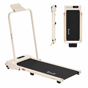 Everfit 3 in 1 Walking Pad Treadmill 12% Incline Foldable Under Desk Treadmills for Home 38cm Beige - SportZone.co.nz