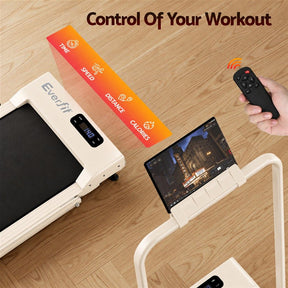 Everfit 3 in 1 Walking Pad Treadmill 12% Incline Foldable Under Desk Treadmills for Home 38cm Beige - SportZone.co.nz