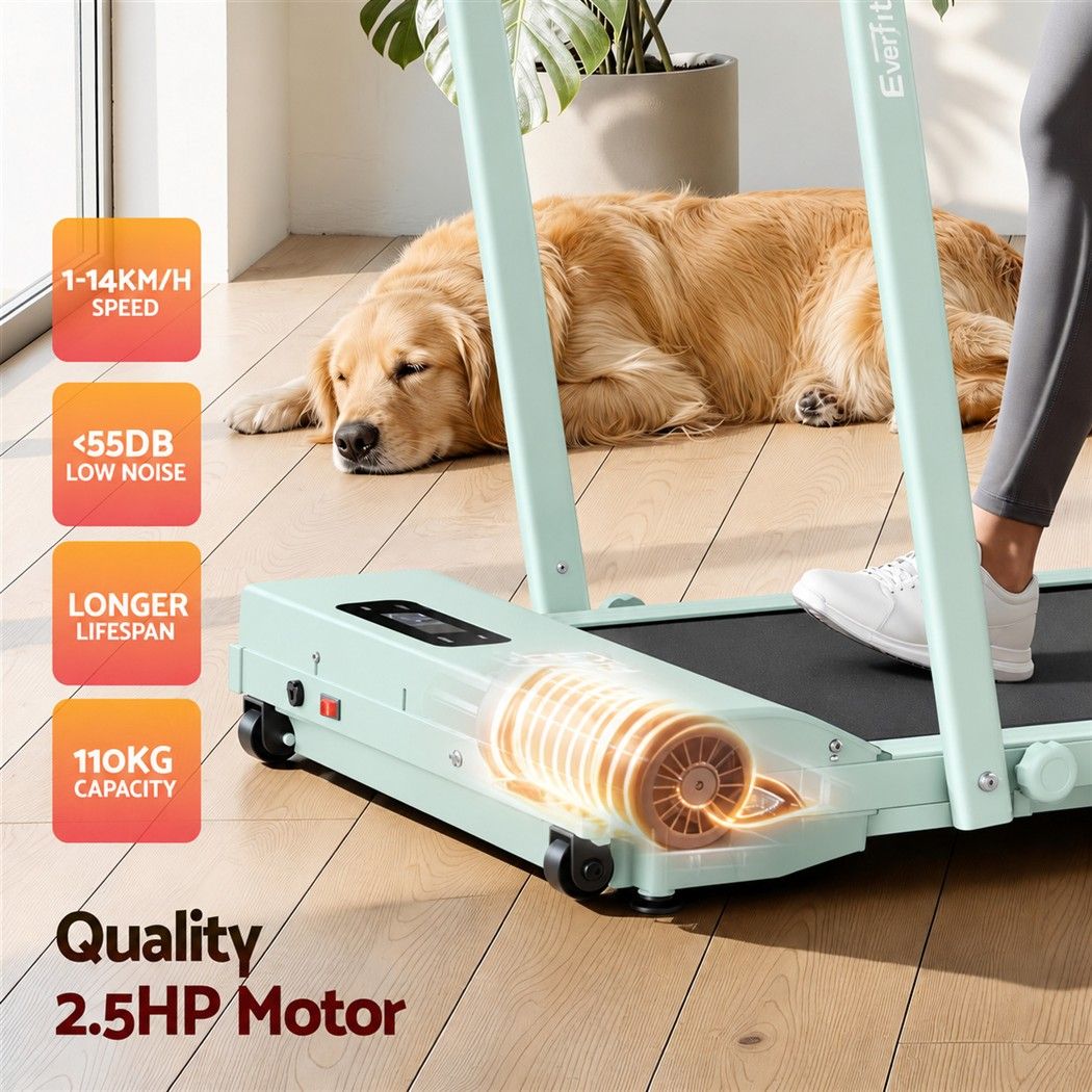 Everfit 3 in 1 Walking Pad Treadmill 12% Incline Foldable Under Desk Treadmills for Home 38cm Green - SportZone.co.nz