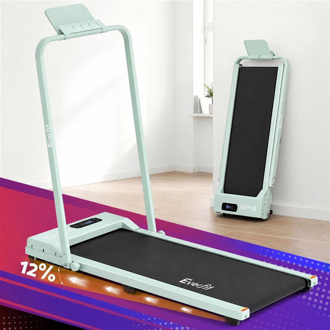 Everfit 3 in 1 Walking Pad Treadmill 12% Incline Foldable Under Desk Treadmills for Home 38cm Green - SportZone.co.nz