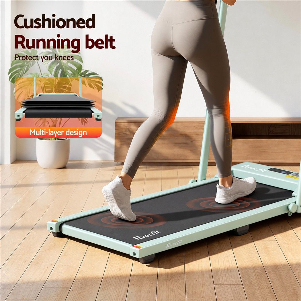 Everfit 3 in 1 Walking Pad Treadmill 12% Incline Foldable Under Desk Treadmills for Home 38cm Green - SportZone.co.nz