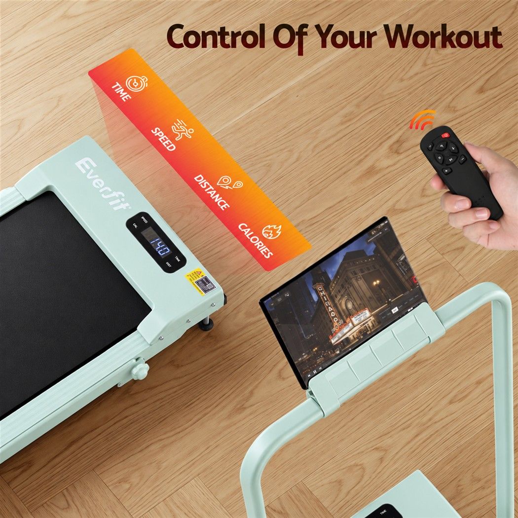 Everfit 3 in 1 Walking Pad Treadmill 12% Incline Foldable Under Desk Treadmills for Home 38cm Green - SportZone.co.nz
